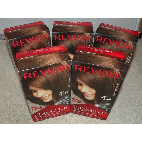 Lot 5 Revlon Colorsilk 47 Medium Rich Brown Hair Color 3D Color Ammonia Free NEW